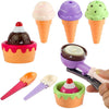 Kids Ice Cream Toy Set - Pretend Play Sweet Treats Ice Cream Parlour Dessert Accessories Playset with Cone and Scoop for Toddler