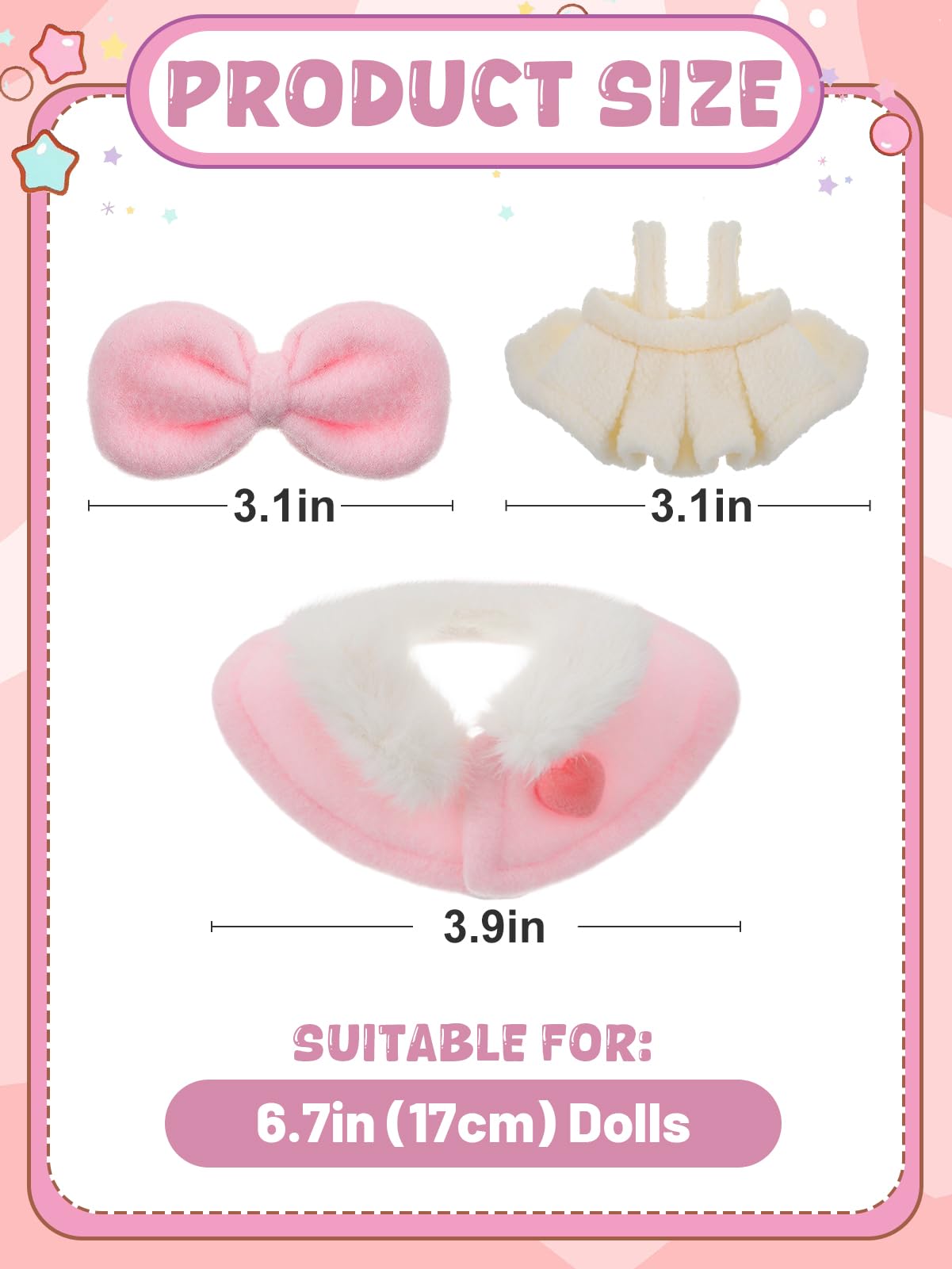 Unique Clothes Set for 17cm Dolls - Cute Bow Shawl Puffy Skirt Suit Outfit Accessories for Dress Up Dolls Play & Collector Displ