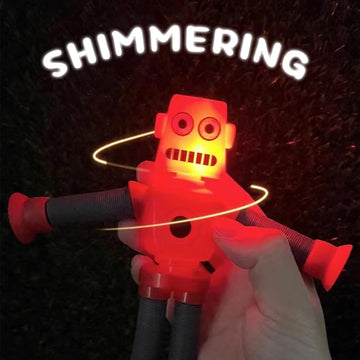 Pop Tubes Led Robot 4 Pcs Light Up Fidget Tubes Sensory Toys Robot Telescopic Suction Cup, Toddler Autism Stress Relief Toys Sto