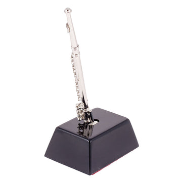 Broadway Gift Miniature Silvertone Flute 6 Inch Decorative Figurine With Base
