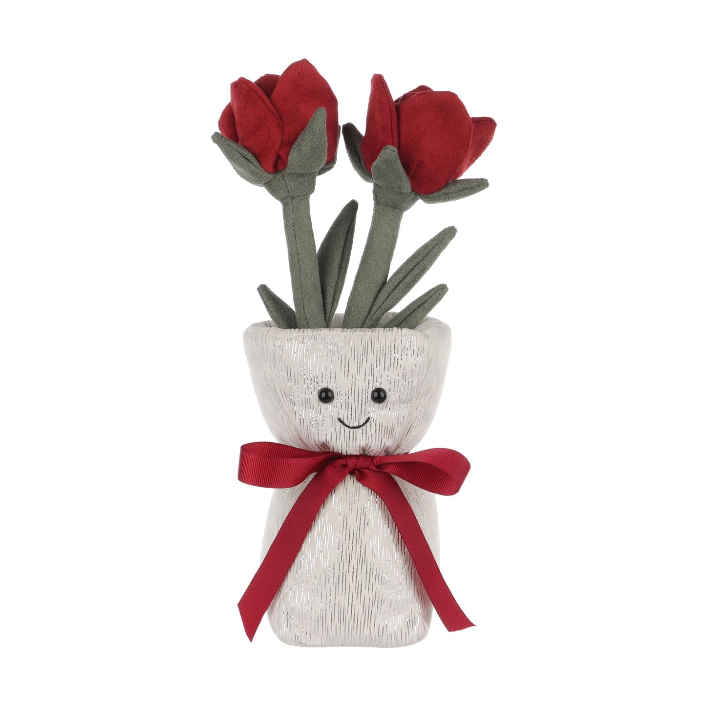 Apricot Lamb Rose Vase Plush Stuffed Flowers For Kids, Soft Cute Plushies Toys For Baby Girl And Boy, Fluffy Rose Vase Red 11.9