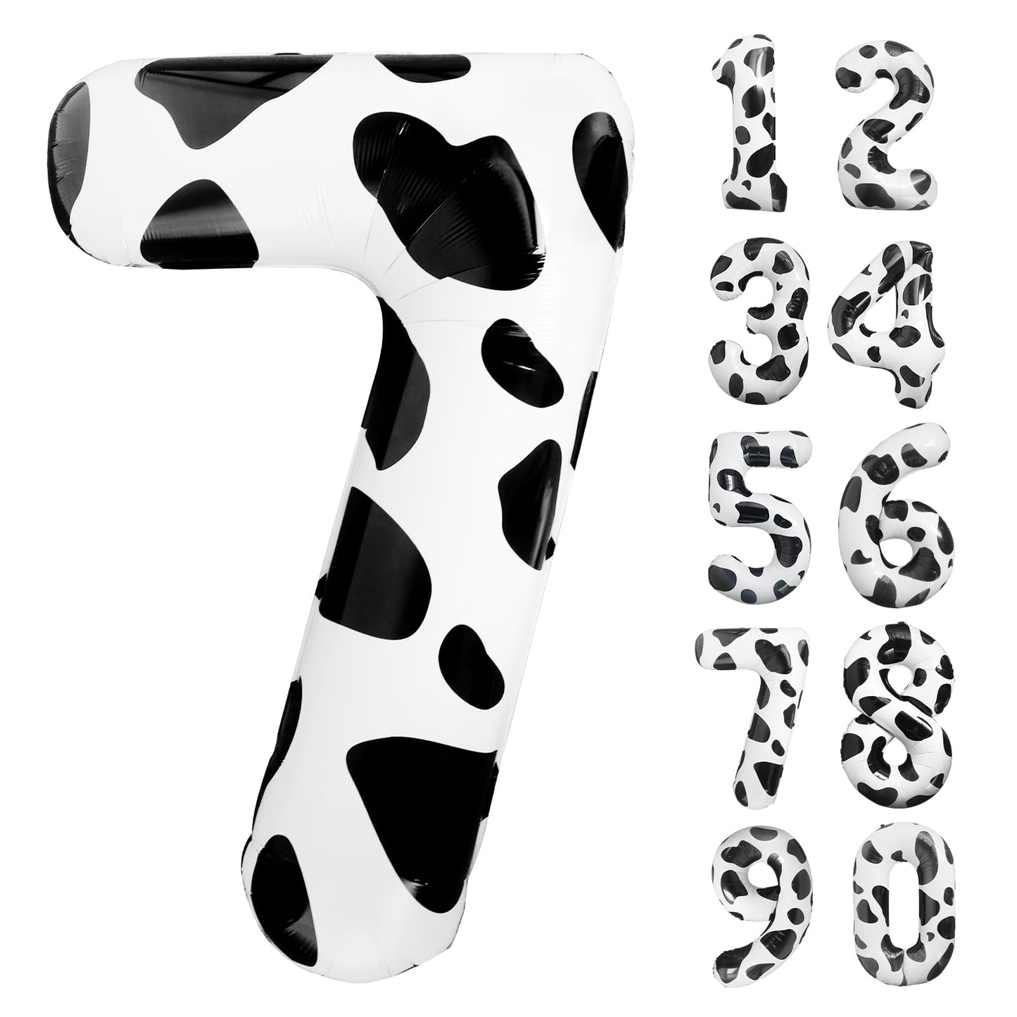 Lebery Cow Print Number Balloon 40 Inch Cow Print Number 7 Balloon Cowgirl Theme Number Balloon For 7Th Birthday Party Cow Balloons Black White Number 7 Foil Balloon For Farm Barn Animal Decor