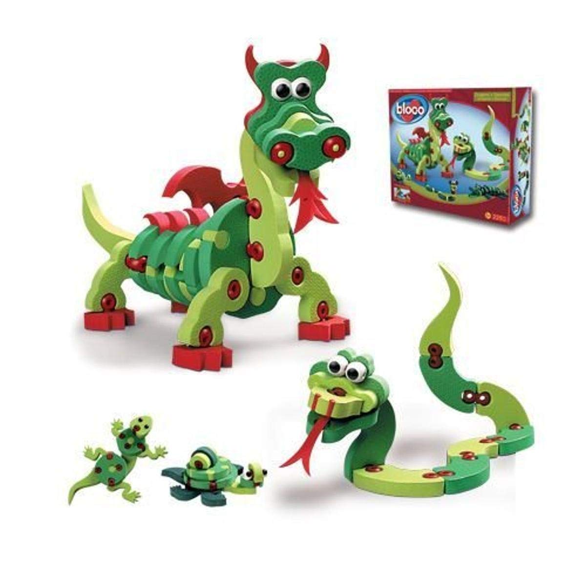 Bloco Toys Dragons and Reptiles Playset - Multi Color Foam & Plastic - Model BC-25001