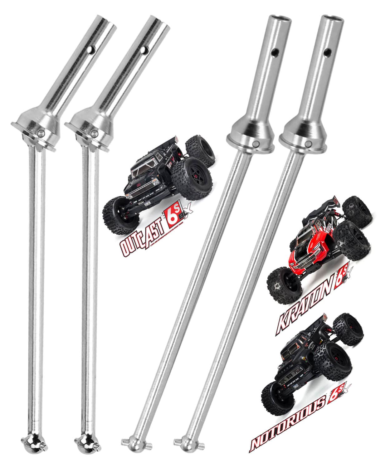 Drive Shaft Upgrades Part for Arrma 1/8 Kraton 6S BLX Outcast 6S BLX Notorious 6S BLX,ARRCat 4pcs Front Rear Drive Shaft Upgrade