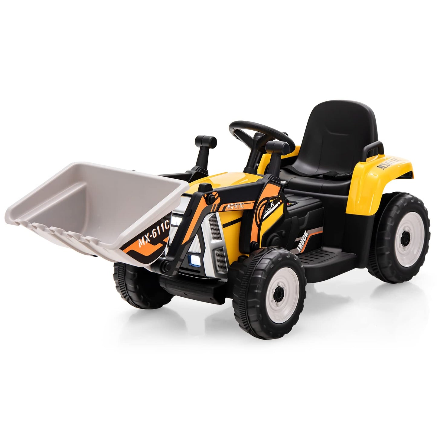 Honey Joy Ride On Excavator, 12V Kids Bulldozer Ride On Car W/Remote Control, Electric Construction Vehicle For Kids Digger, 3 Speeds, Adjustable Digging Bucket, Ride On Tractor For Boys Girls(Yellow)