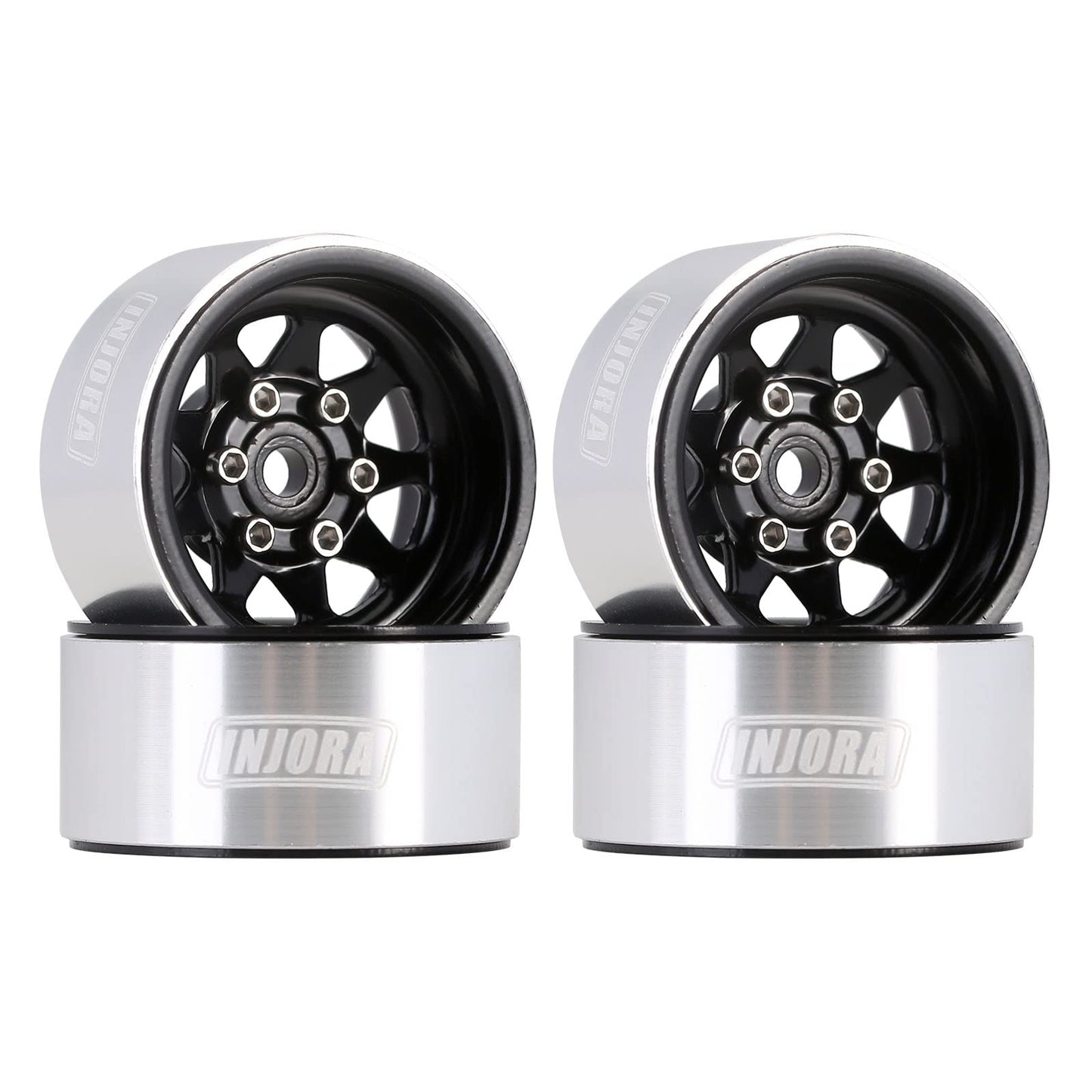 INJORA 1.0 Beadlock Wheel Stamped Steel Beadlock Deep Dish 1.0'' Wheels for 1/18 TRX4M Axial AX24 SCX24 Gladiator Deadbolt Bronc