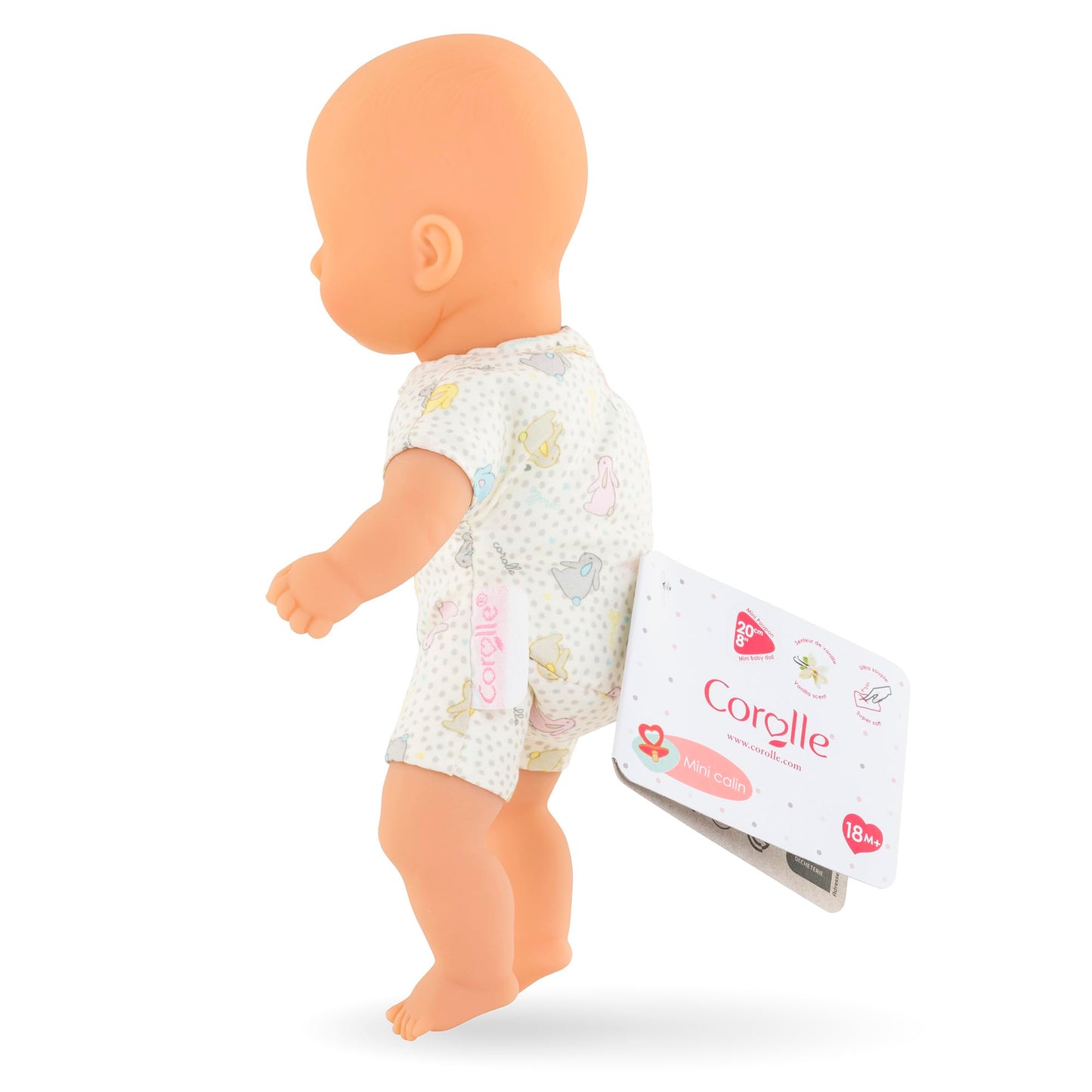Corolle Mini Calin Bunnies Baby Doll - Small 8' Soft Body With Blue Eyes And Bunny Pattern Outfit, Vanilla-Scented, Easy To Hold - For Kids Ages 18 Months And Up