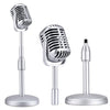 Facmogu Vintage Desktop Microphone Prop Model With Adjustable Stand, Classic Retro Style Microphone Prop Decor For Party Decorat