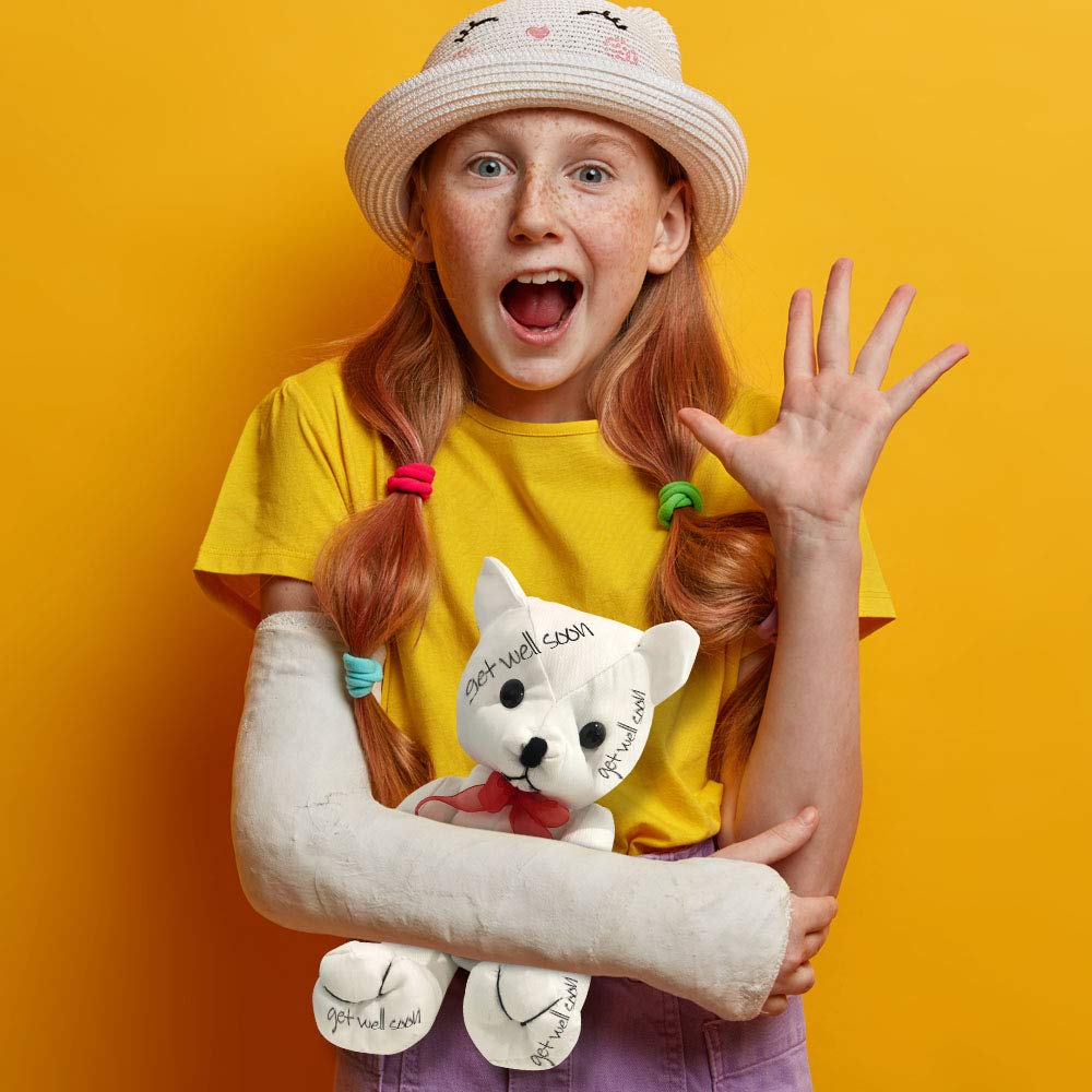 Artcreativity Plush Autograph Teddy Bear, 1 Piece, Graduation Autograph Stuffed Animal, 11 Inch Stuffed Toy With White Smooth Fa