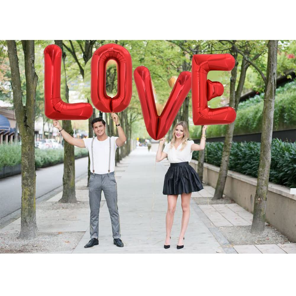 TONIFUL Giant Red Letter Balloons A-Z, 40 Inch Helium Foil Mylar for Birthday Party & Wedding Decorations