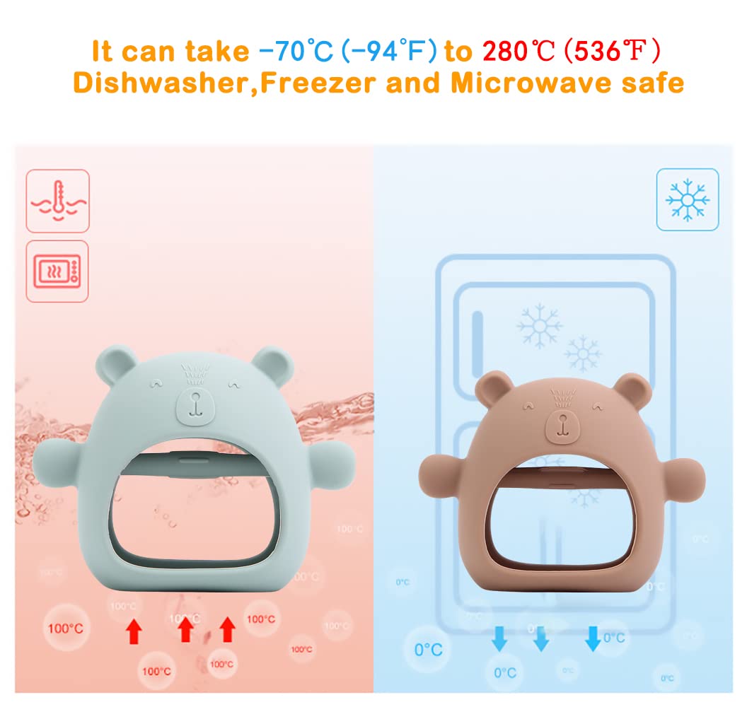 Bear Mitten Baby Teether, Anti-Drop Teething Toy For Babies 3+ Months, Silicone Teether For Baby Teething Relief, Infant Toy For Sucking Needs, Bpa Free(Blue)