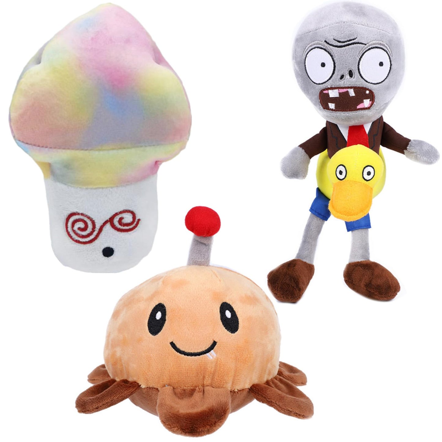 Jhesao 3 Pcs Plants And Zombies Plush Duck Zombies Toys Potato Mine Pvz Plushies1 2 Stuffed Soft Doll Colorful Mushroom Plush To