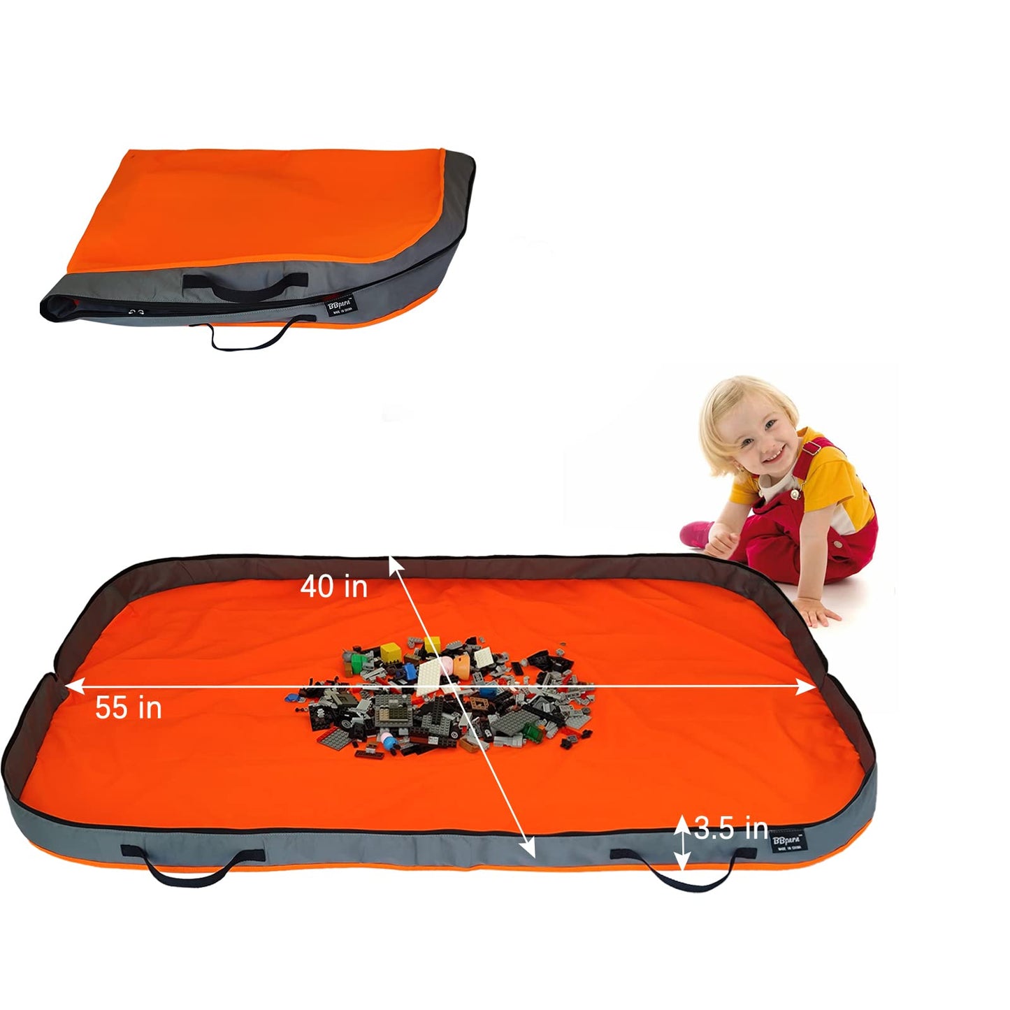 Bbpara - Toy Storage Basket Play Mat For Building Bricks & Blocks - Toy Storage Bags Play Mat With Zipper - Easy Use To Keep The