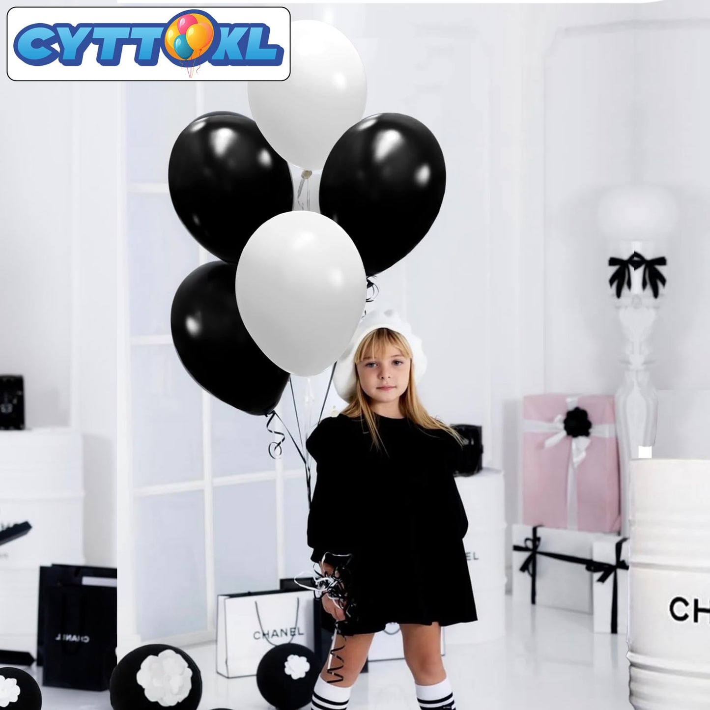 Cyttokl Black And White Balloons 12 Inch 100 Pack Black White Latex Helium Balloons For Birthday Wedding Baby Shower Party Decor
