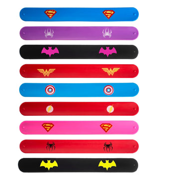 DeDeSoon Superhero Slap Bracelet Toys for Kids Boys & Girls Birthday Party Supplies Favors(9 Packs)