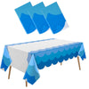Irenare 3 Pcs Ocean Waves Theme Tablecloth Ocean 87 x 108 Inch Blue Rectangle Water Print Plastic Table Cover Sea Beach Mermaid