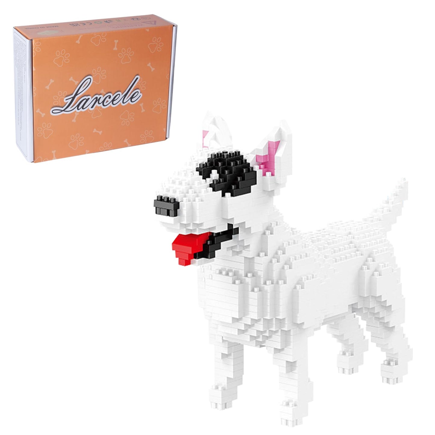 Larcele Micro Building Blocks Animal Set, Diy Mini 3D Building Toy Bricks,797 Pieces Kljm-05(Bull Terrier)