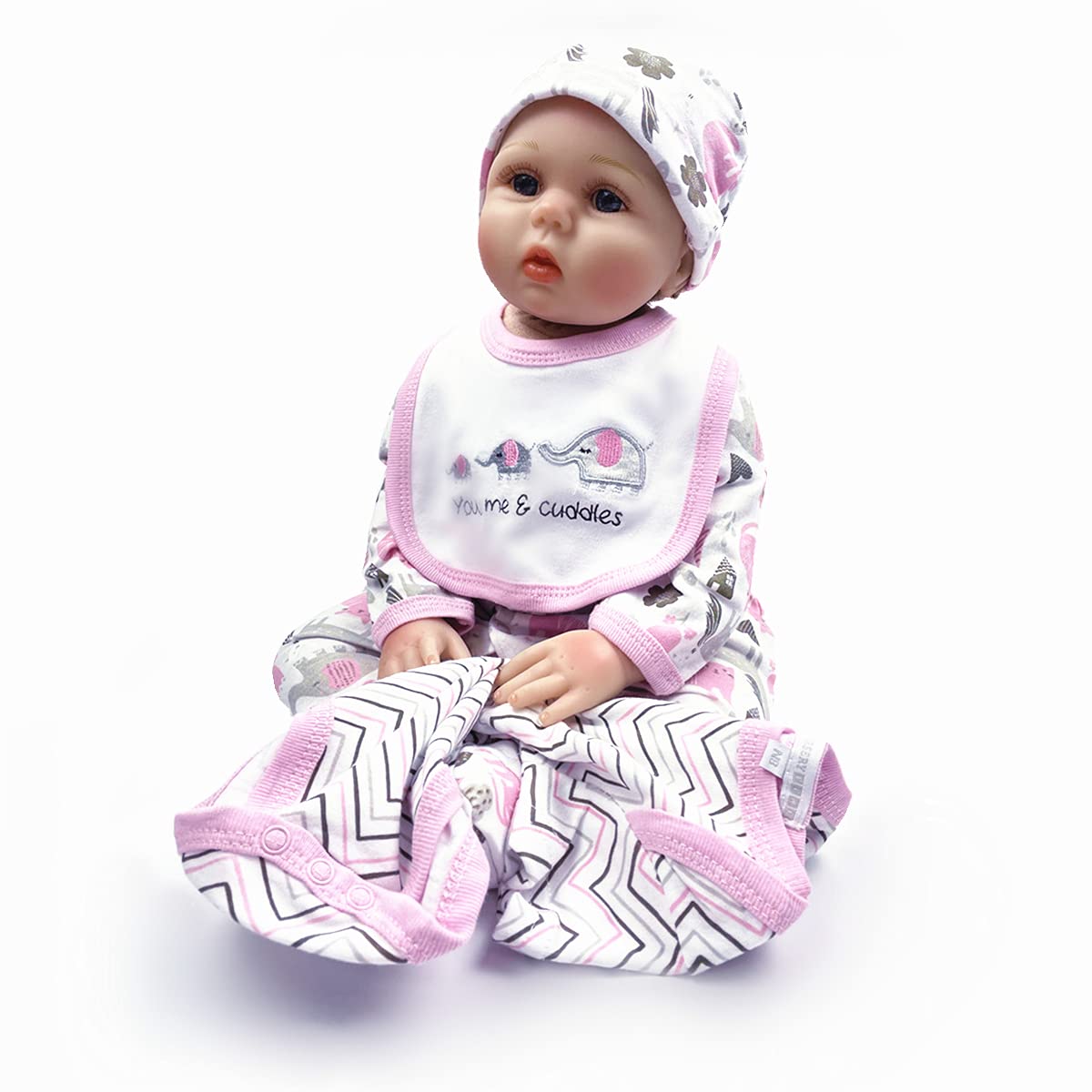 Reborn Baby Girl Doll Clothes 22 Inch Newborn Outfits Accesories Elephant 5 Piece Set For 20-22 Inch Reborn Doll Matching Clothing