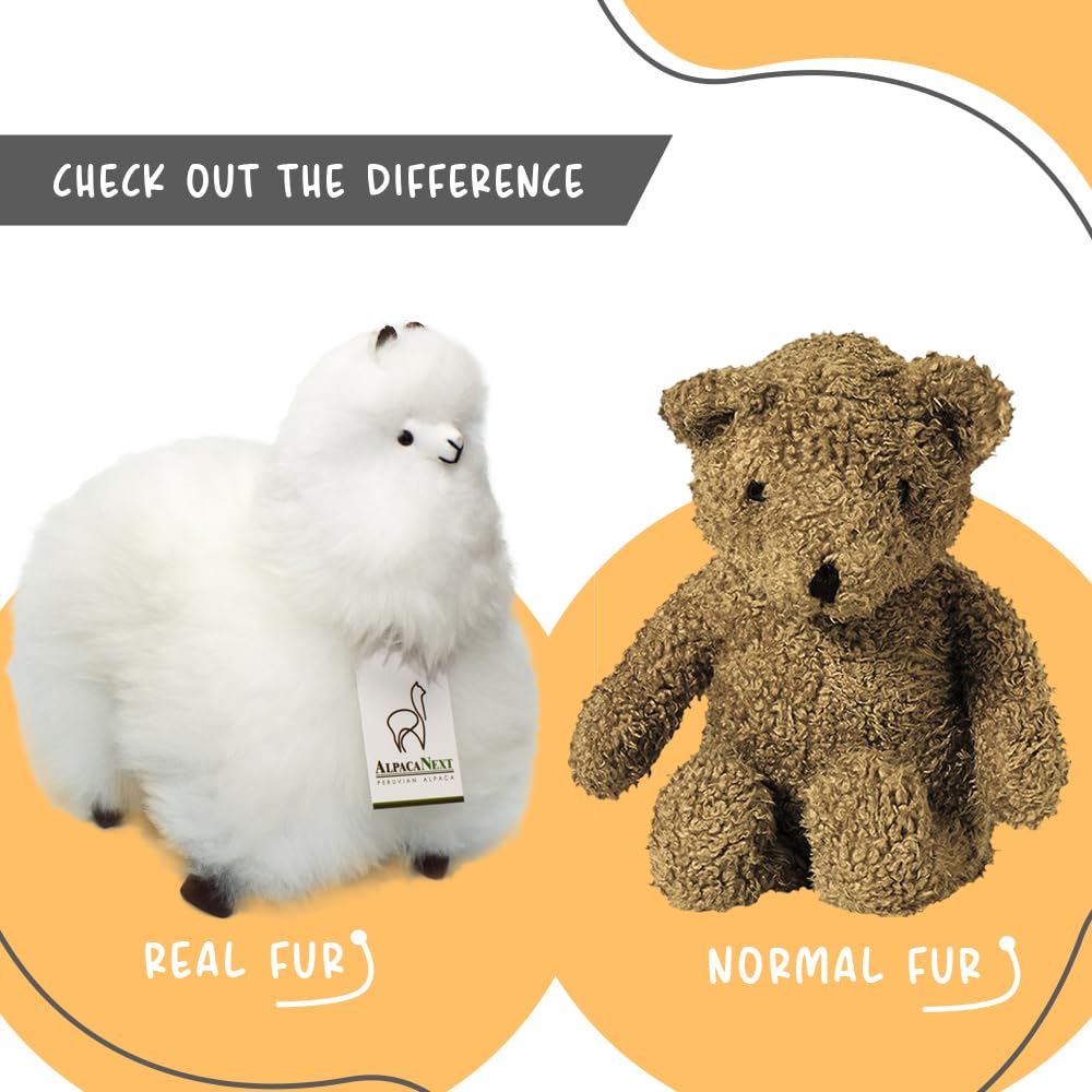 AlpacaNext Llama Stuffed Animal - 12 inch. Cute Soft and Cuddly Alpaca Plush Toy Handcrafted on Real Alpaka Natural Fur (12 inches White)