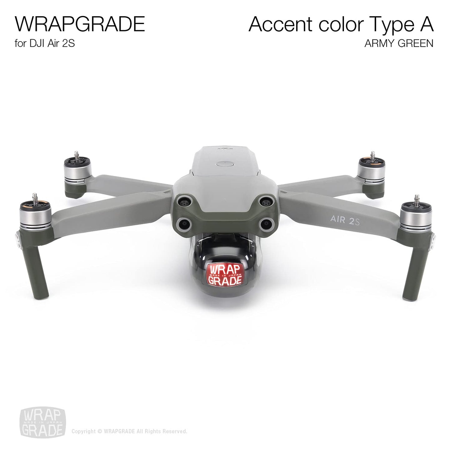Wrapgrade Skin Compatible with DJI Air 2S | Accent Color A (Army Green)