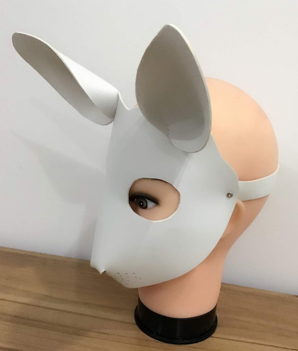 HMILY Handmade bear rabbit mask role playing steampunk Halloween costume props (Rabbit- white)