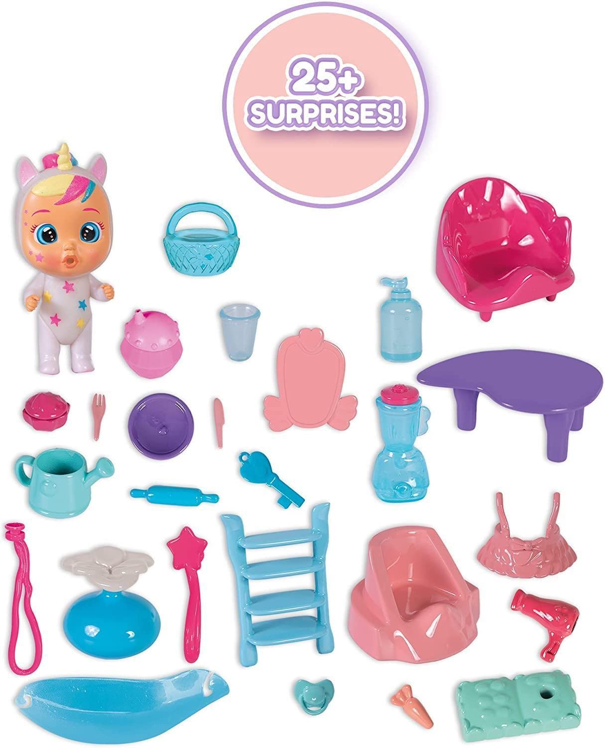 Cry Babies Dreamy's Mega House - 3 Stories, 25+ Accessories, Lights & Sounds, Multi Color, Model 904026
