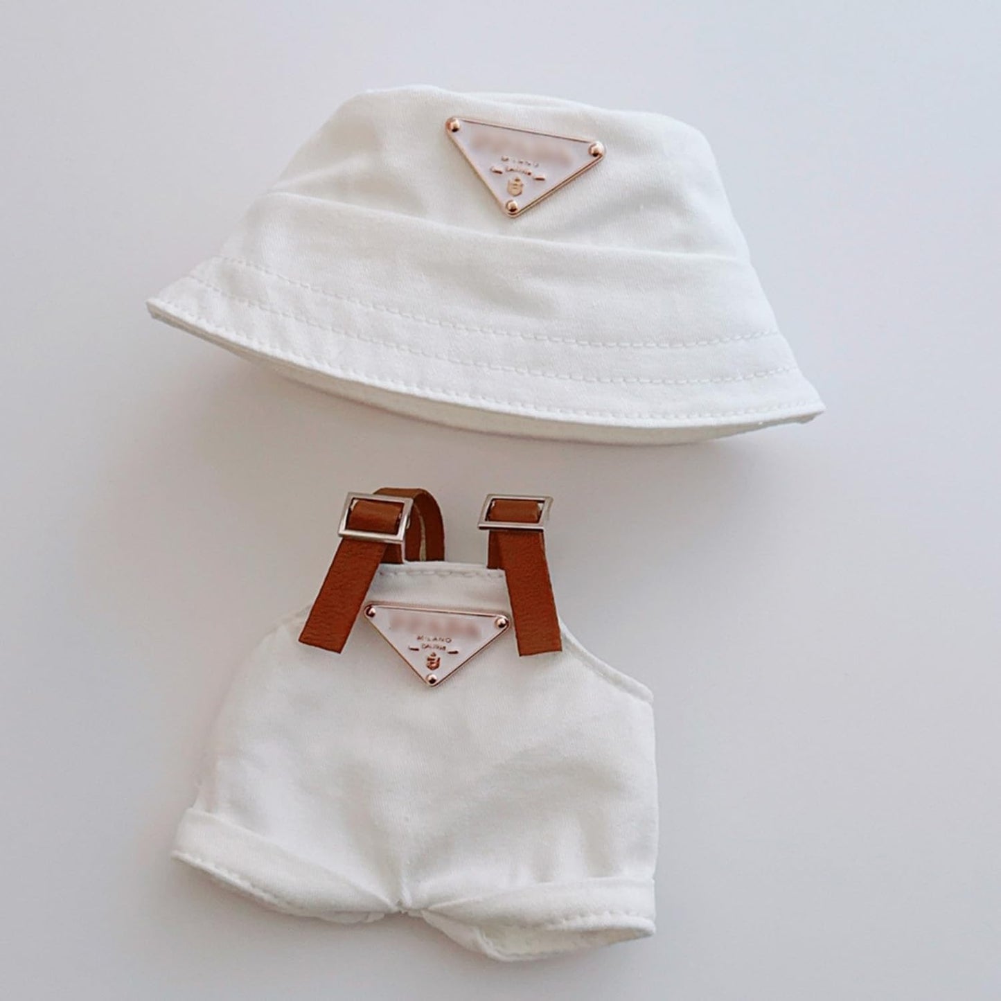 17cm Clothes Set(NO Doll), Hat & Overalls Set for 17cm Accessories Suit, Cute Clothes for Dress up Unique Style (White)
