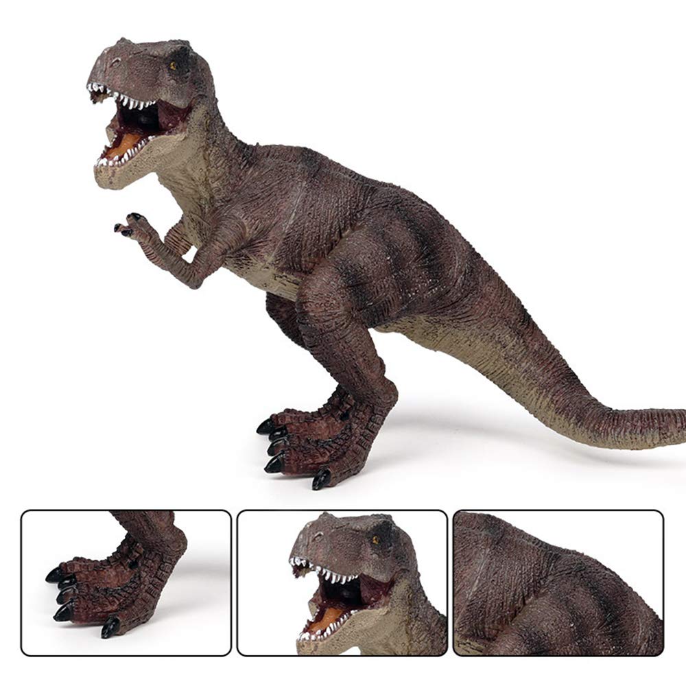 RCOMG T-Rex Dinosaur Toy, Realistic Plastic Figure, 6.7 Inch, Trex Brown, Educational Prehistoric Animal for Kids and Toddlers