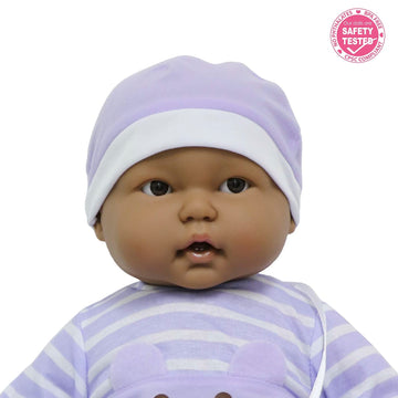 JC Toys Lots to Cuddle Babies Hispanic 20-Inch Peach Soft Body Baby Doll and Accessories Designed by Berenguer, Purple, 35019