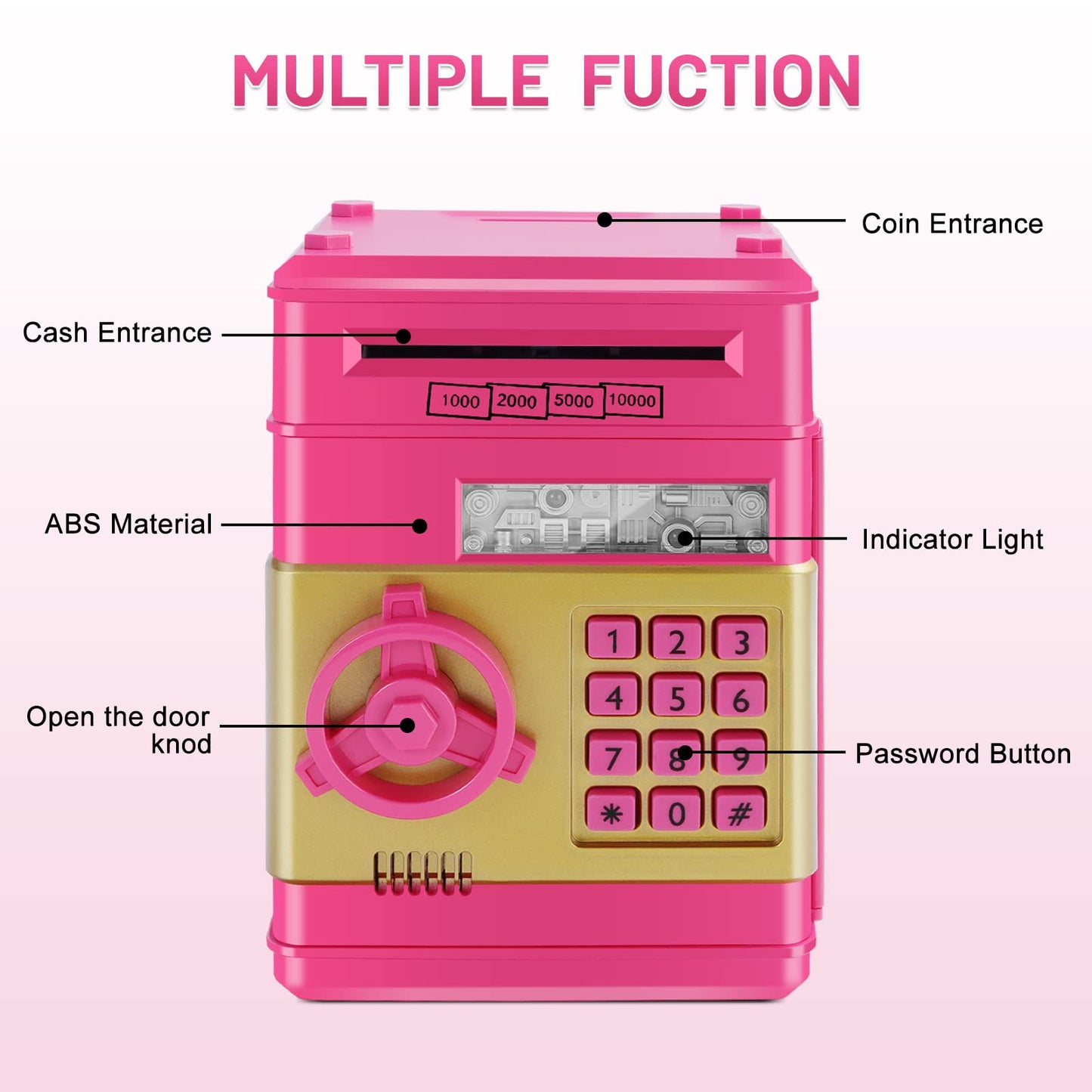 Gudoqi Password Piggy Bank, Digital Electronic Money Bank, Mini Atm Cash Coin Saving Can Toys, Birthday For Kids, Rose