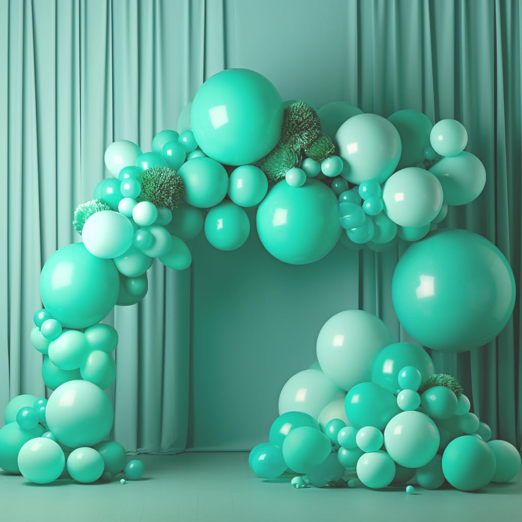 130Pcs Teal Blue Balloons Different Sizes 18'' 12'' 10'' 5'' Balloon Garland Arch Kit Perfect For Birthday Party, Graduation, Ba
