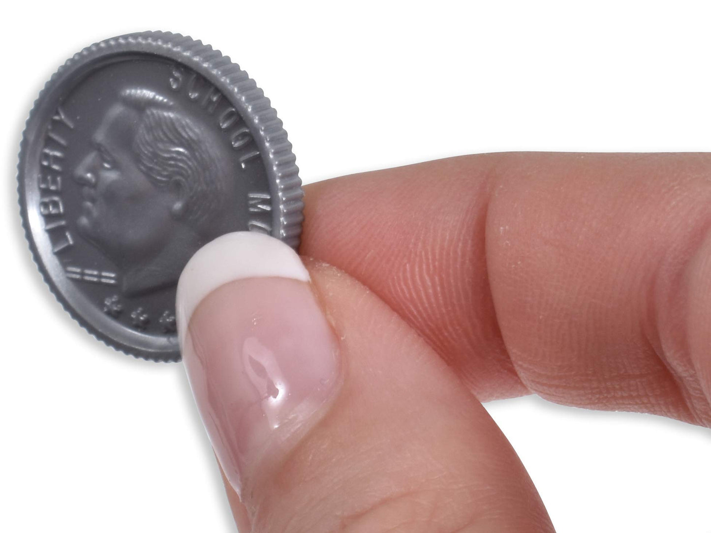 LEARNING ADVANTAGE-7523 Play Dimes - Set of 100 Plastic Coins - Designed and Sized Like Real US Currency - Teach Money Math With