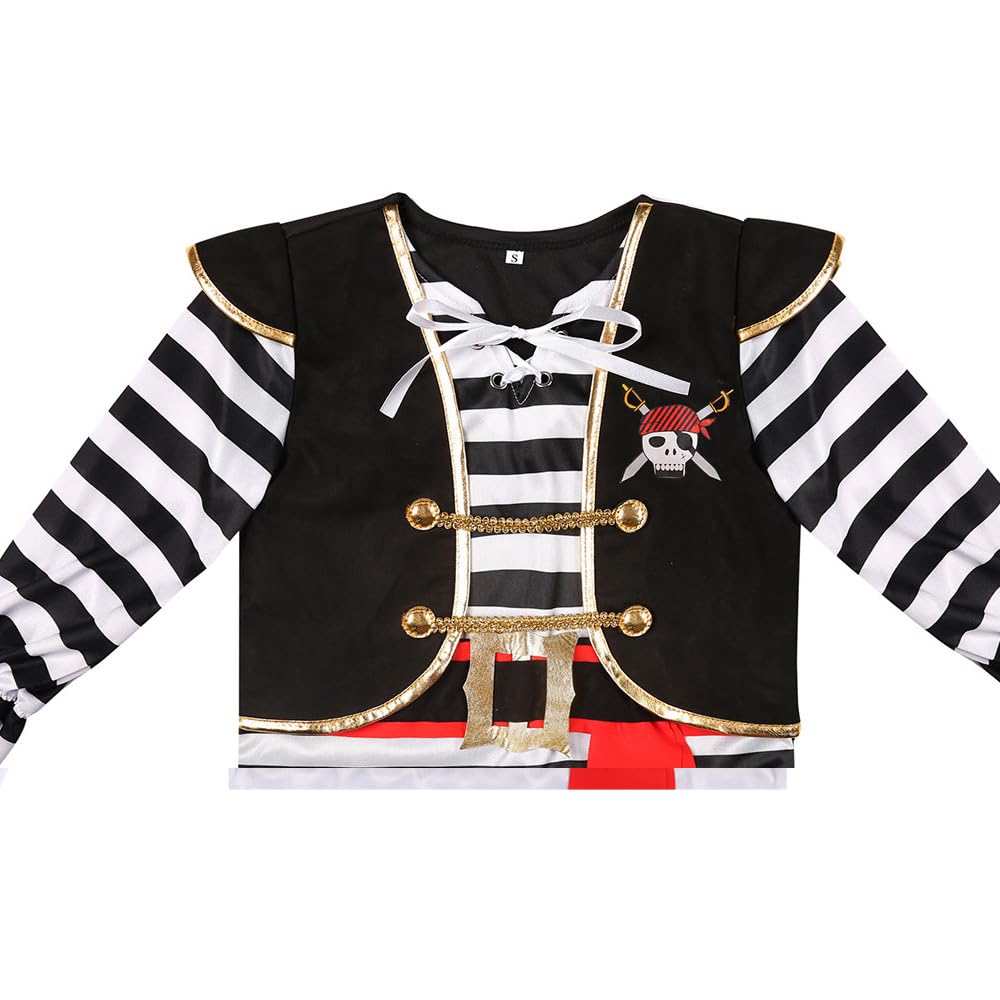 Yorborgor Pirate Costume For Kids Pirate Outfit For Boys Pirate Cosplay Party Dress Up (Stripes, 3-4 Years)