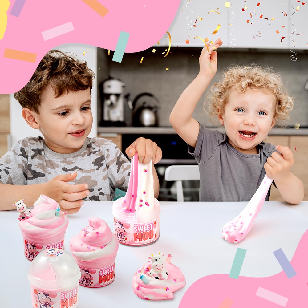 Joyin Butter Slime Party Favors, Strawberry Milk Cow Slime Soft, Non-Sticky, Mess-Free, Stress Relief, Birthday Toys Gifts For Holiday Party Supplies Kids Classroom Prizes Reward