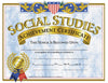 Hayes Social Studies Achievement Certificates, Gold-Bordered Awards With Light Blue Marbled Design, Customizable Award For Students, Full-Color Glossy Design, 8.5' X 11' - 30 Pack