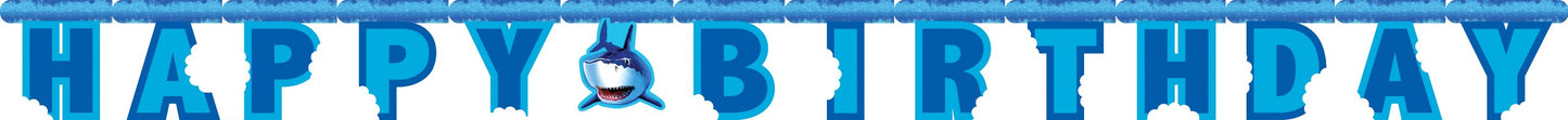Jointed Happy Birthday Banner, Shark Splash