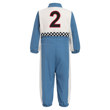 Ibtom Castle Toddler Boys Girls 2Nd Birthday Outfits: Halloween Race Car Driver Costume Long Sleeve Romper Halloween Racer Jumpsuit Cake Smash Role Play Dress Up Party Supplies Blue-2 18-24 Months