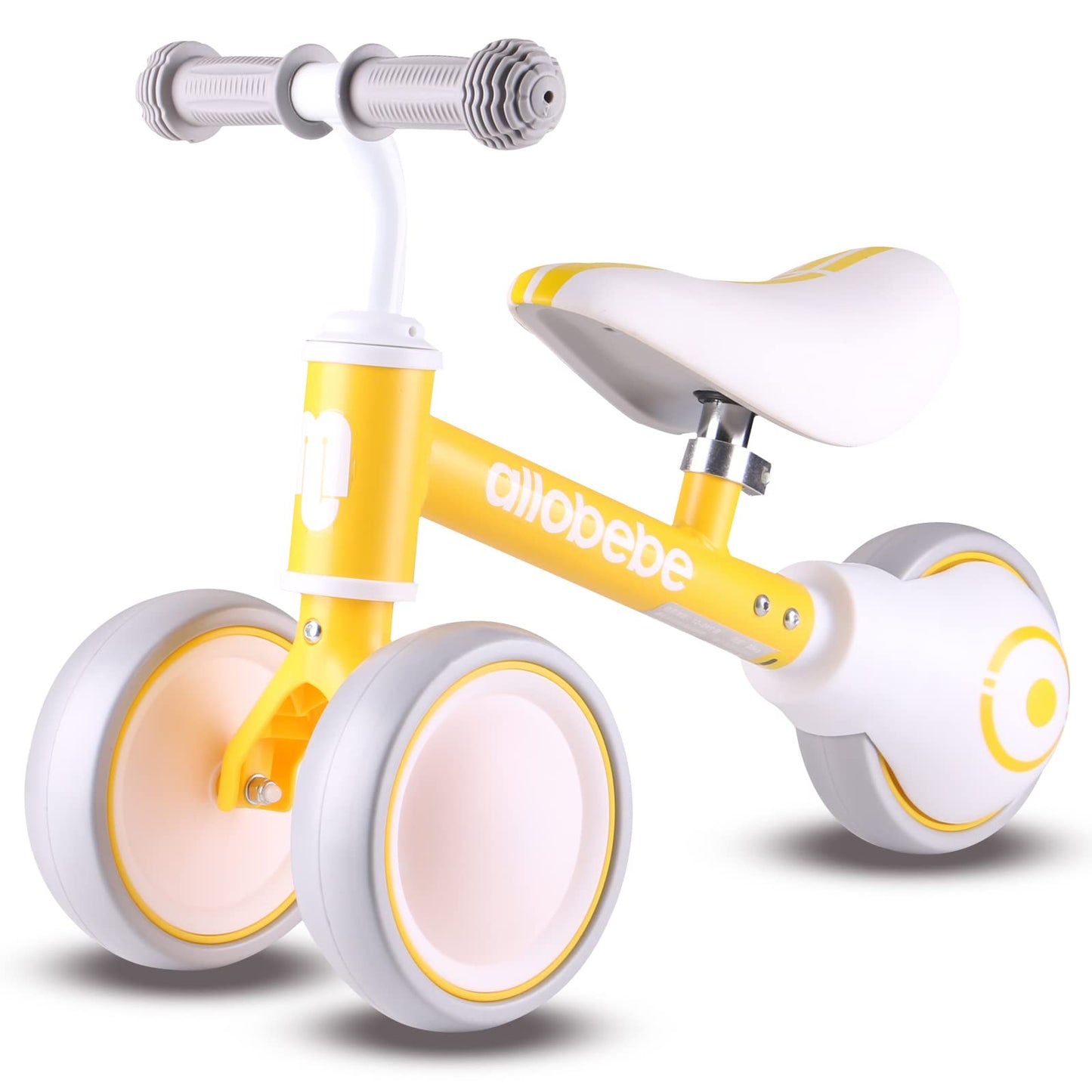 Allobebe Baby Balance Bike, Toddler Bikes Bicycle For 12-36 Months For 1 Year Old Girl And Boy To Scoot Around With Adjustable Seat Smooth Silent 3 Wheels, Shining Yellow