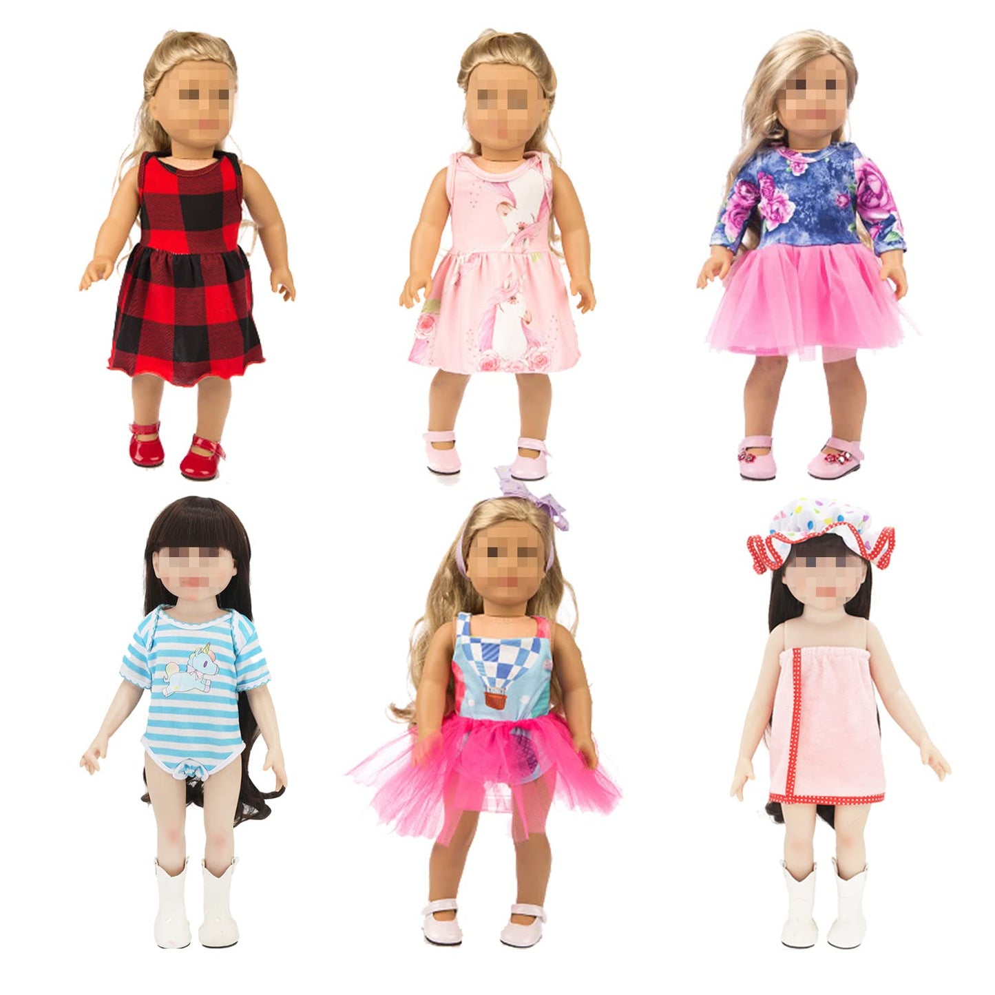 Sotogo 7 Sets Doll Clothes Outfits Dresses For 14 To 17 Inch New Born Baby Doll, 15 Inch Baby Doll And American 18 Inch Doll Clo