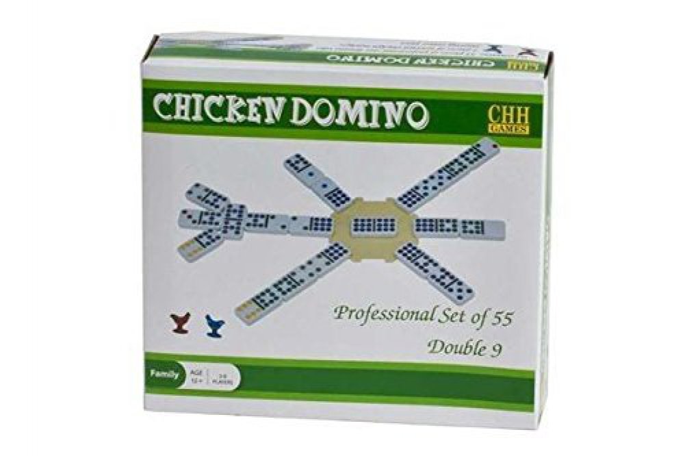 CHH Professional Color Dot Chicken Dominoes Set - Black & White, Model 52099, Includes Centerpiece & Marker