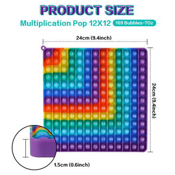Tddtla 12X12 Multiplication Table Digital P0Pp Math Toy, Rainbow Dimple Fingertip Toy, Multiplication Table Math Game (12X12 Right Angle Multiplication Table)
