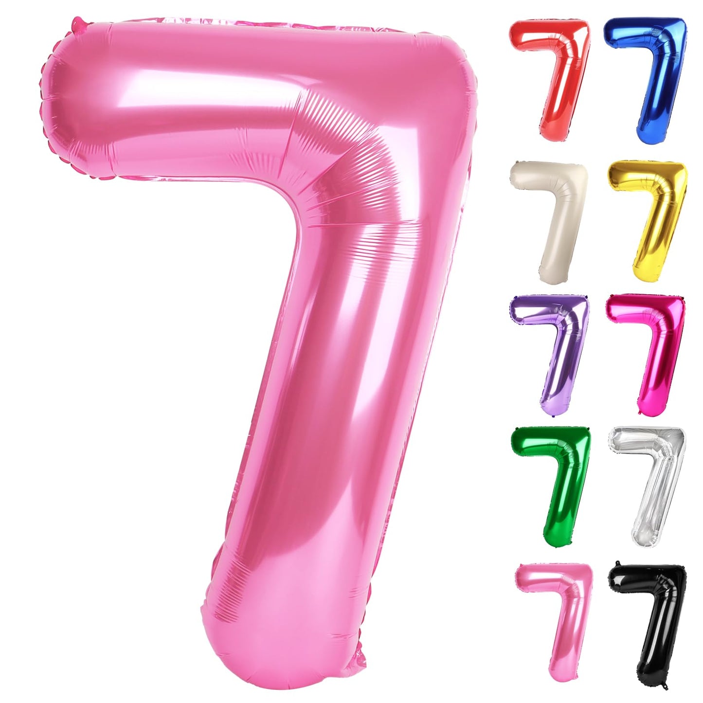 Pink Number 7 Balloon 40 Inch, 7 Balloon Number, 7Th Birthday Decorations, Pink Party Supplies For Boys Girls