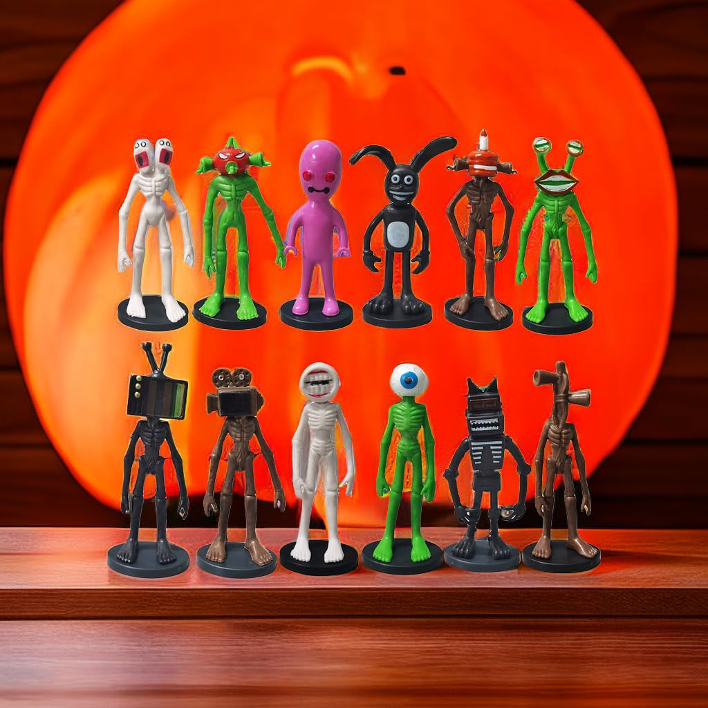 Poprore 12 Pcs Siren Head Action Figures - Monster Siren Head Horror Models (Series-G)