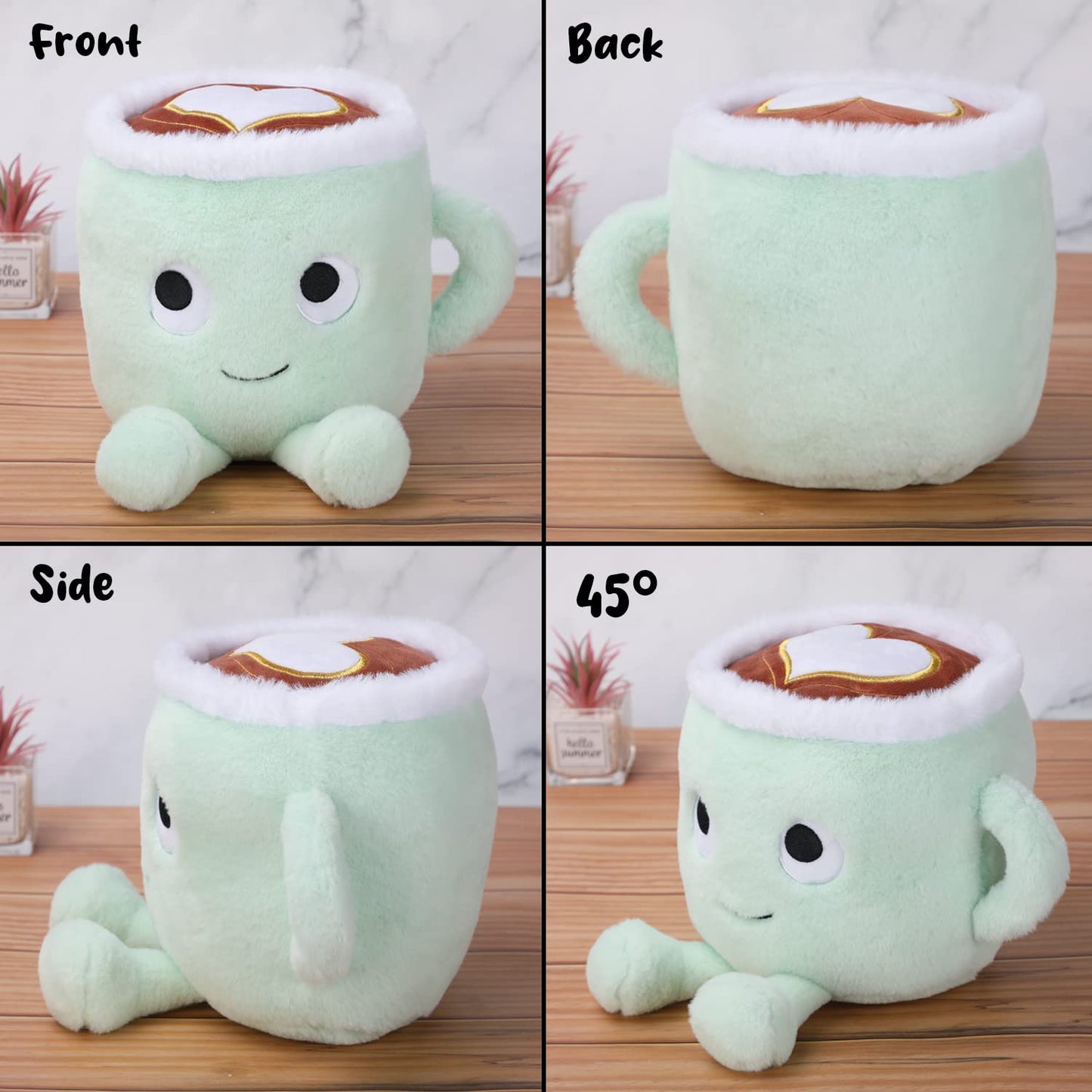 AULUDA Latte Plush Toy 30 cm Stuffed Coffee Mug Plushie Pillow Doll Soft Cup Fluffy Friend Hugging Cushion - Present for Every Age (Latte)