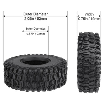 HobbyPark 1.0 Tires SCX24 Tires Soft Rubber for 1/18 TRX4M Axial SCX24 Gladiator Bronco C10 JLU Deadbolt B17 Betty 1/18 1/24 RC