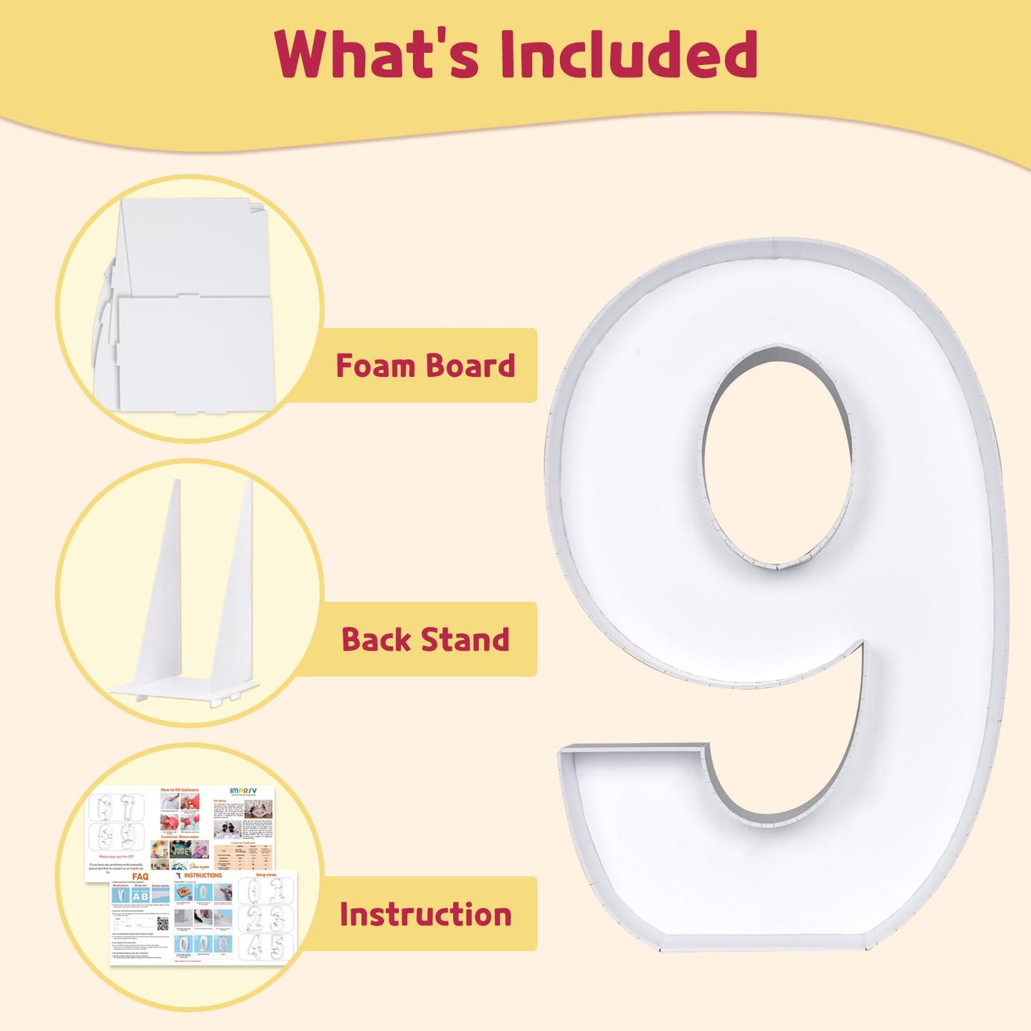 Imprsv 4Ft Marquee Number, Mosaic Numbers For Balloons, Mosaic Balloon Frame, Marquee Number, Number 9 Balloon For On Cloud 9 Bi