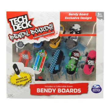 Tech Deck Bendy Boards 5 Piece Set, Rubberized Fingerboards With Working Wheels To Use As Collectible Mini Skateboard Erasers