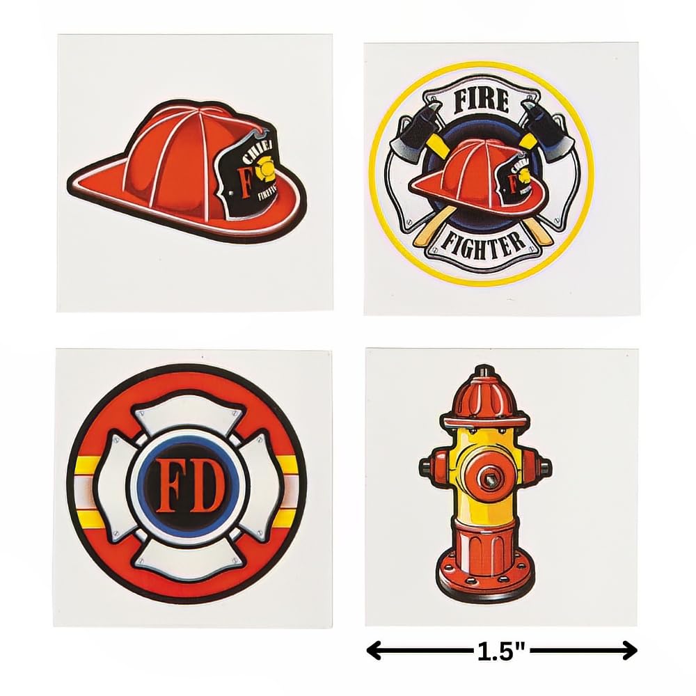 Fun Express - Firefighter Tattoos (72pc) for Birthday - Apparel Accessories - Temporary Tattoos - Regular Tattoos - Birthday - 7