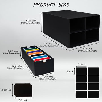 Elsinpapox 6 Sets Trading Card Storage Boxes, Includes 24-750 Ct Boxes & 96 Dividers, 18000+ Trading Cards Organizer For Collect