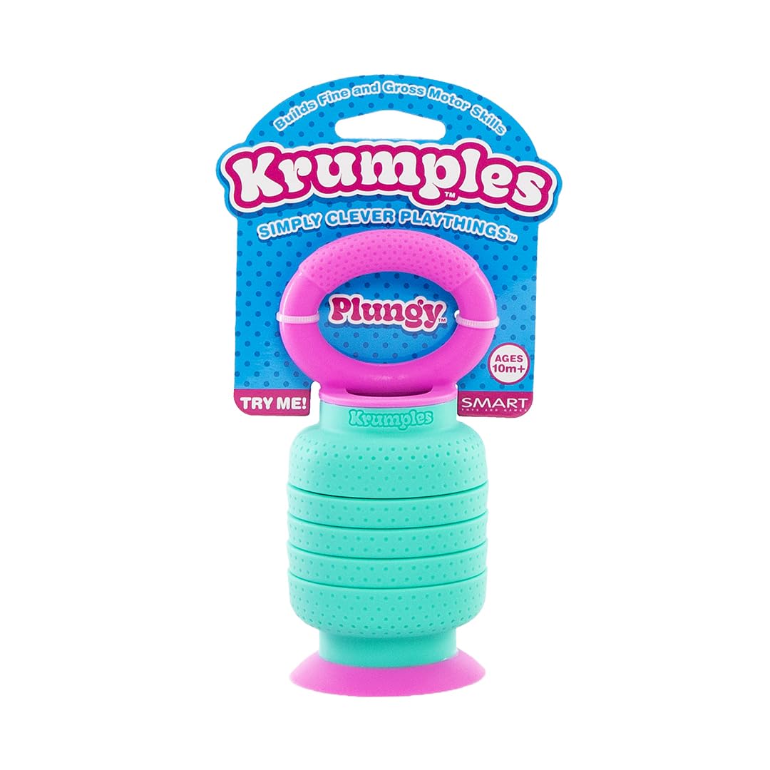 Krumples Plungy Teal Sensory Suction Toy For Ages 10M+ | Bpa-Free Silicone Fidget | Promotes Fine Motor Skills | Dishwasher Safe